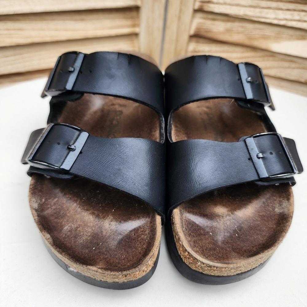 Papillio EU 39 US 8 to 8.5 Black Leather Arizona Platform Sandals Granola Girl